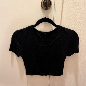 Olivaceous Black Fitted Crop T-Shirt Short Sleeve